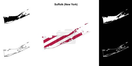 Suffolk County (New York) outline map set