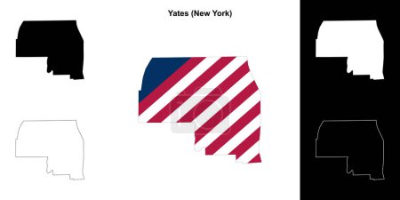 Ilustración de Yates County (Nueva York) esquema mapa conjunto - Imagen libre de derechos