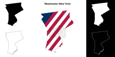 Illustration for Westchester County (New York) outline map set - Royalty Free Image
