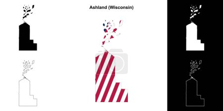 Ashland County (Wisconsin) umrissenes Kartenset