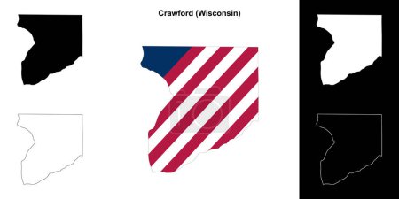 Crawford County (Wisconsin) umrissenes Kartenset