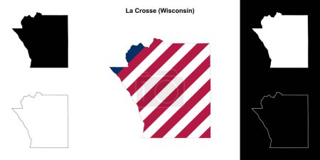 Illustration for La Crosse County (Wisconsin) outline map set - Royalty Free Image