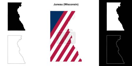 Illustration for Juneau County (Wisconsin) outline map set - Royalty Free Image