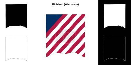 Richland County (Wisconsin) umrissenes Kartenset