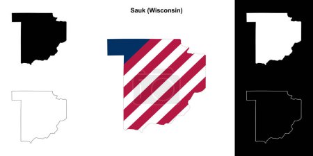 Umrisse der Karte von Sauk County (Wisconsin)