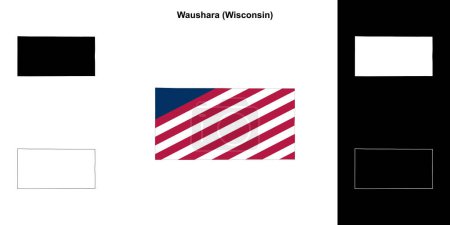 Waushara County (Wisconsin) outline map set