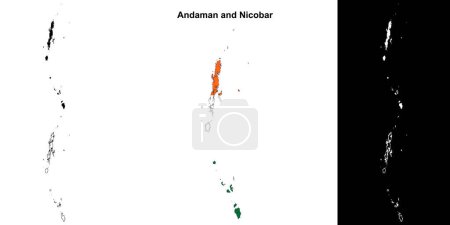 Andaman and Nicobar state outline map set