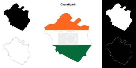 Chandigarh state outline map set