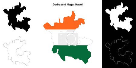 Dadra and Nagar Haveli state outline map set