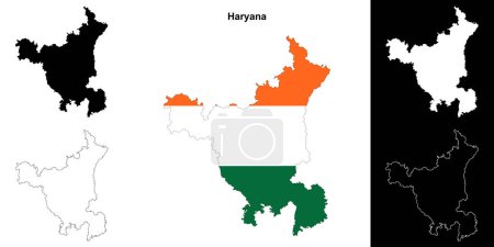 Haryana state outline map set