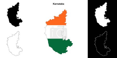 Karnataka state outline map set