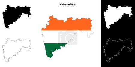 Maharashtra state outline map set