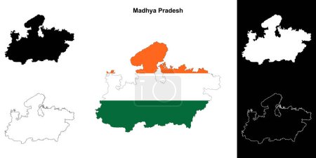 Madhya Pradesh state outline map set