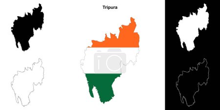Tripura state outline map set