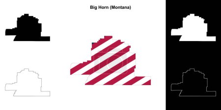 Big Horn County (Montana) umrissenes Kartenset