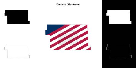 Téléchargez les illustrations : Carte générale du comté de Daniels (Montana) - en licence libre de droit