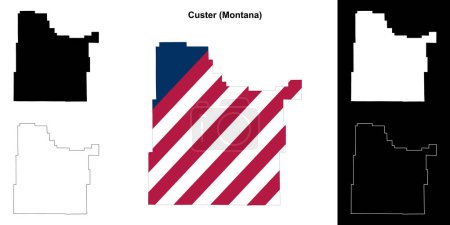 Custer County (Montana) umrissenes Kartenset