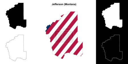 Illustration for Jefferson County (Montana) outline map set - Royalty Free Image