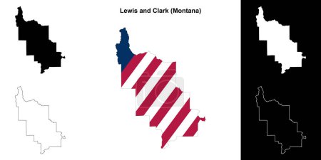 Lewis and Clark County (Montana) outline map set