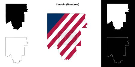 Ilustración de Conjunto de mapas de contorno del Condado de Lincoln (Montana) - Imagen libre de derechos
