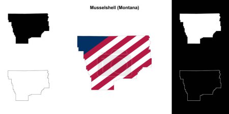 Musselshell County (Montana) umrissenes Kartenset
