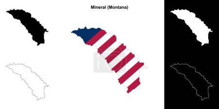 Ilustración de Conjunto de mapas de contorno del Condado de Mineral (Montana) - Imagen libre de derechos