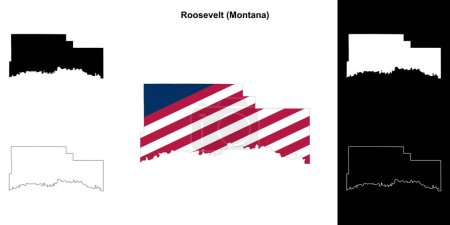 Roosevelt County (Montana) umrissenes Kartenset