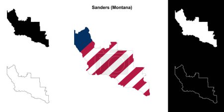 Illustration for Sanders County (Montana) outline map set - Royalty Free Image