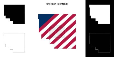 Ilustración de Sheridan County (Montana) esquema mapa conjunto - Imagen libre de derechos