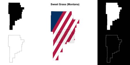 Ilustración de Condado de Sweet Grass (Montana) esquema mapa conjunto - Imagen libre de derechos