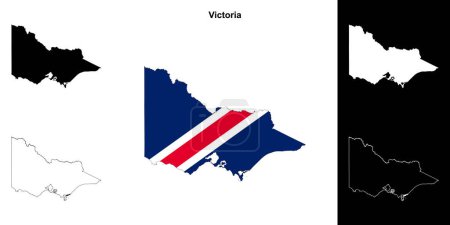 Victoria contorno en blanco mapa conjunto