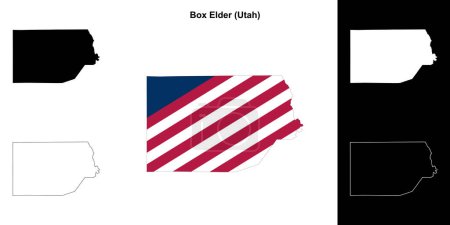 Illustration for Box Elder County (Utah) outline map set - Royalty Free Image