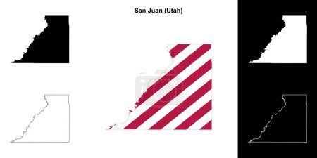 Illustration for San Juan County (Utah) outline map set - Royalty Free Image