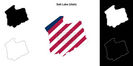 Ilustración de Conjunto de mapas de contorno del Condado de Salt Lake (Utah) - Imagen libre de derechos
