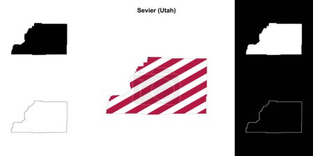 Sevier County (Utah) outline map set