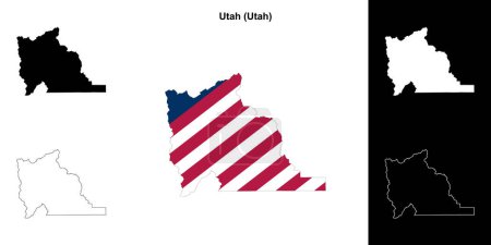Utah County (Utah) outline map set