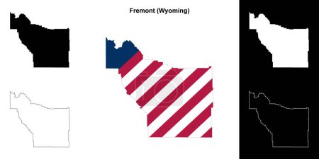 Fremont County (Wyoming) umrissenes Kartenset