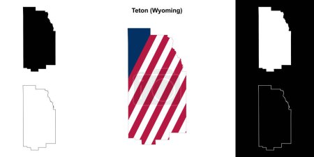 Teton County (Wyoming) outline map set