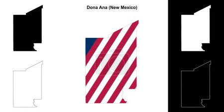 Ilustración de Conjunto de mapas de contorno del Condado de Doña Ana (Nuevo México) - Imagen libre de derechos