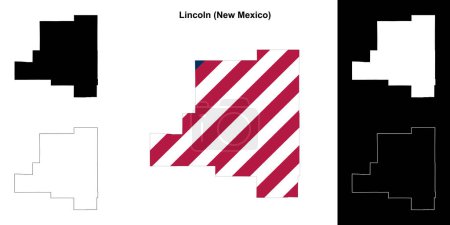 Ilustración de Conjunto de mapas de contorno del Condado de Lincoln (Nuevo México) - Imagen libre de derechos
