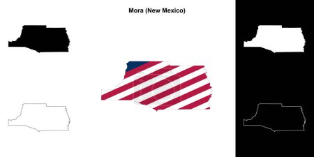 Ilustración de Conjunto de mapas de contorno del Condado de Mora (Nuevo México) - Imagen libre de derechos
