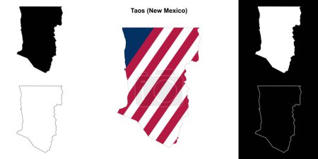 Illustration for Taos County (New Mexico) outline map set - Royalty Free Image