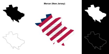 Conjunto de mapas de contorno del Condado de Mercer (Nueva Jersey)