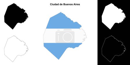 Illustration for Ciudad de Buenos Aires province outline map set - Royalty Free Image