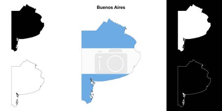 Buenos Aires province outline map set