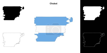 Illustration for Chubut province outline map set - Royalty Free Image