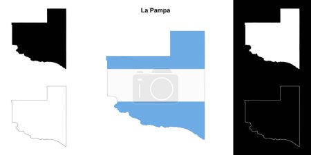 La Pampa province outline map set