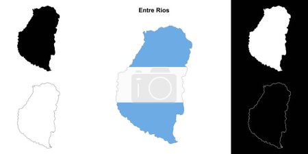 Illustration for Entre Rios province outline map set - Royalty Free Image