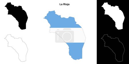 La Rioja province outline map set