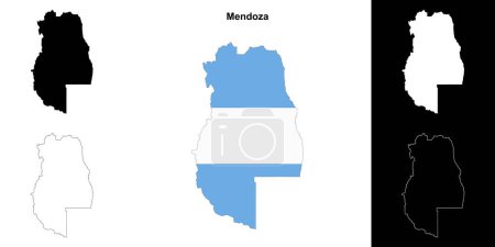 Mendoza province outline map set